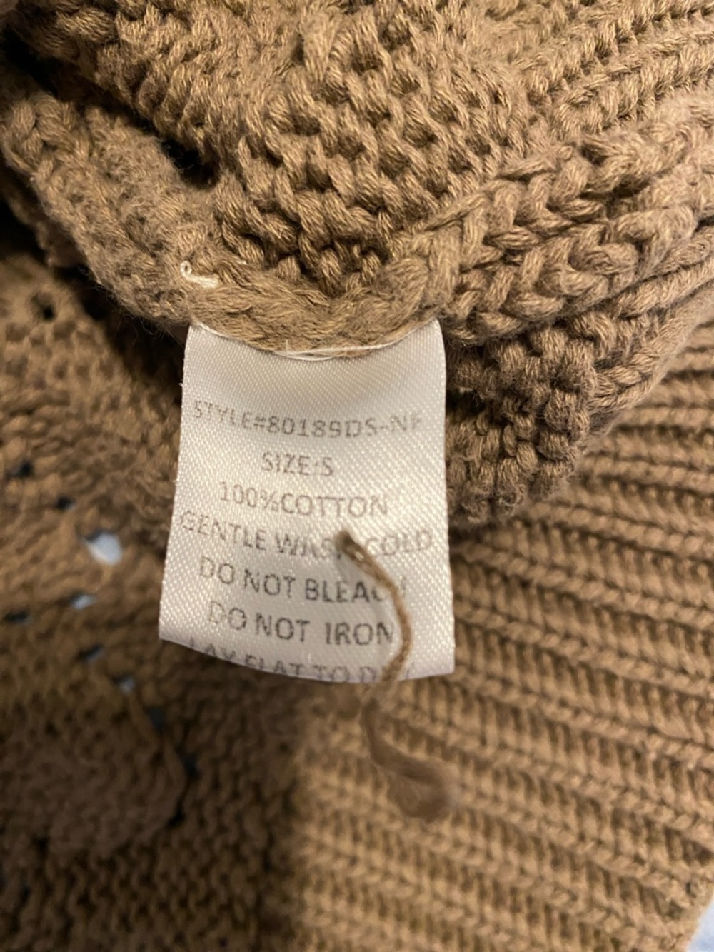 Neuflora Women's Taupe Knit Button-Front Cardigan Sweater, thick fabric - Picture 5 of 7